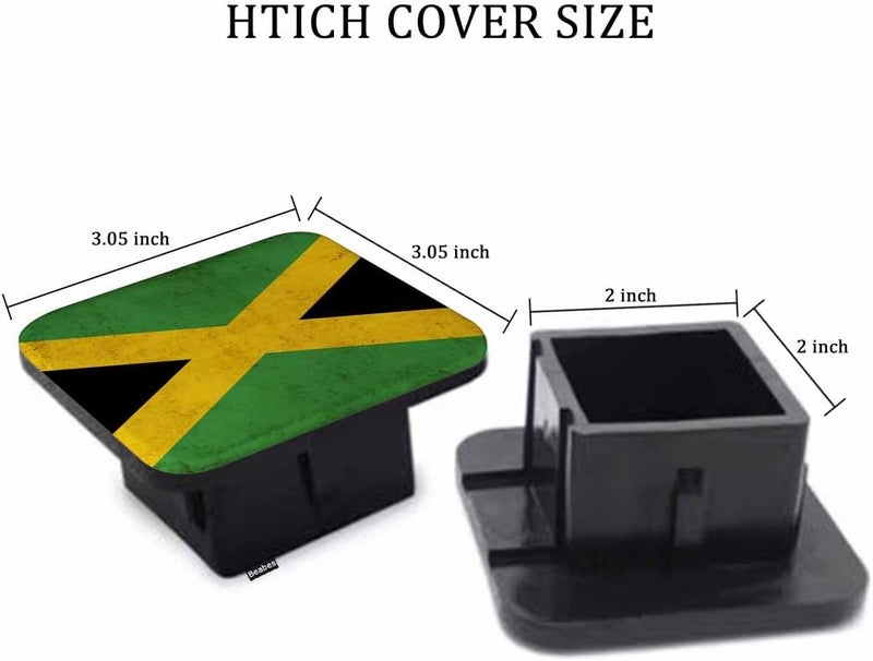 Beabes Jamaica Flag Trailer Hitch Covers Jamaican National Flag Heavy Duty Receiver Tube Cover 2 Inch, Towing Hitch Plug Covers Hitch Caps for RVs SUVs Trucks and Cars - Image 2